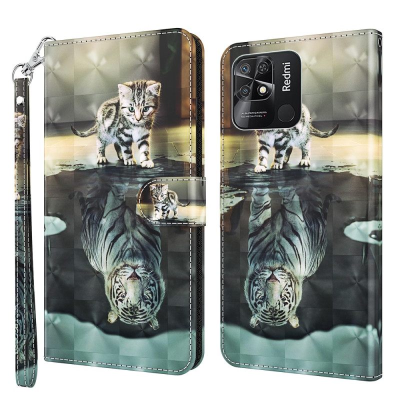 Flip Case Xiaomi Redmi 10C Suojaketju Kuori Kitten Dream Hihnassa