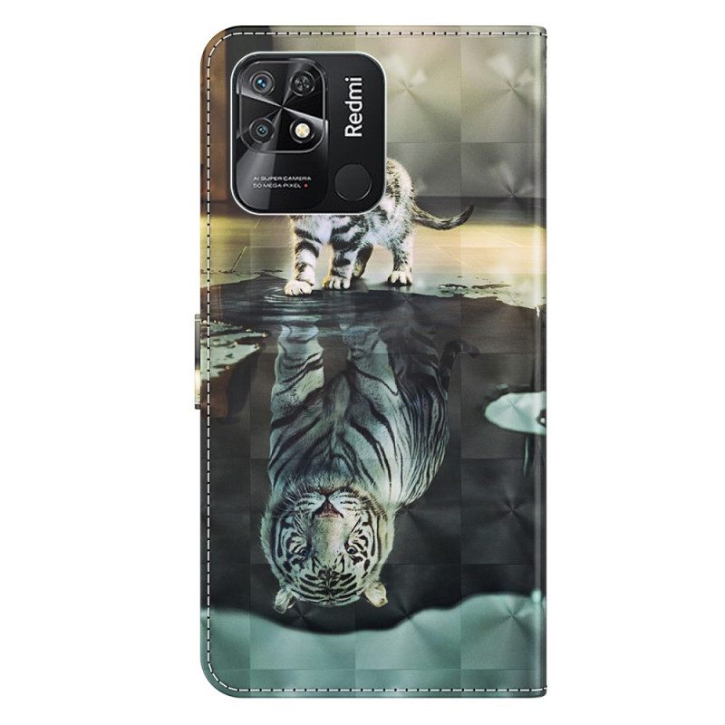 Flip Case Xiaomi Redmi 10C Suojaketju Kuori Kitten Dream Hihnassa