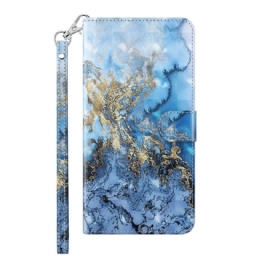 Flip Case Xiaomi Redmi 10C Suojaketju Kuori Marble Strappy Tyyli