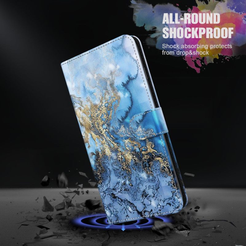 Flip Case Xiaomi Redmi 10C Suojaketju Kuori Marble Strappy Tyyli