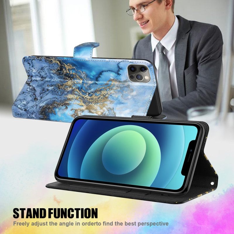 Flip Case Xiaomi Redmi 10C Suojaketju Kuori Marble Strappy Tyyli