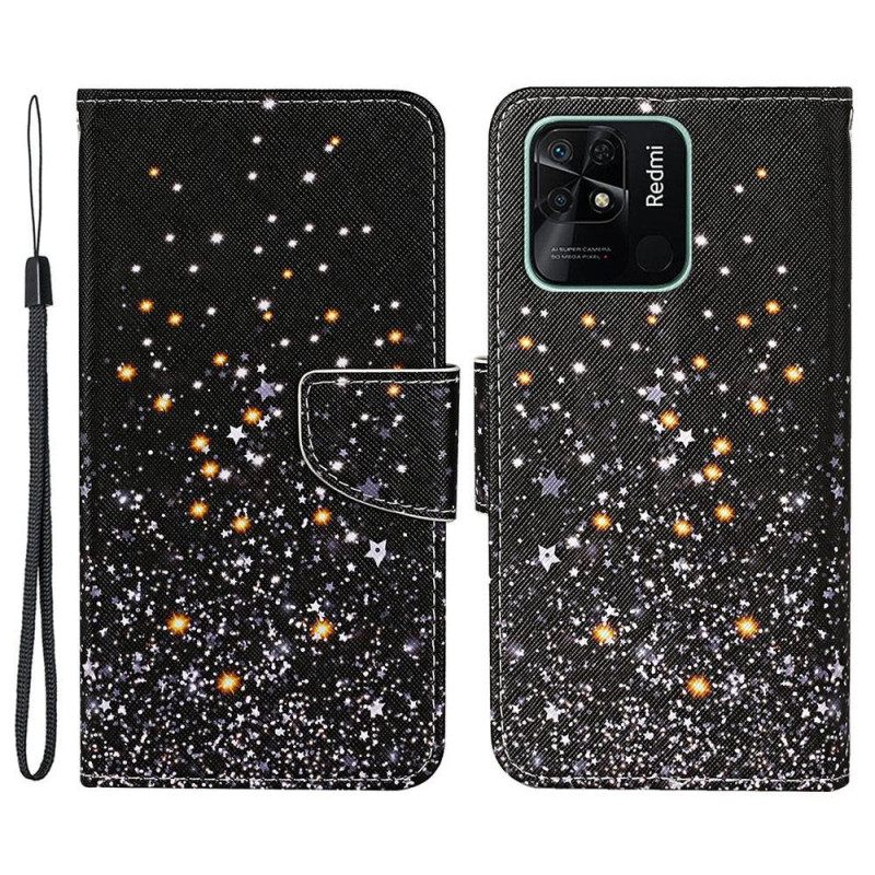 Flip Case Xiaomi Redmi 10C Suojaketju Kuori Sequin Effect Strappy