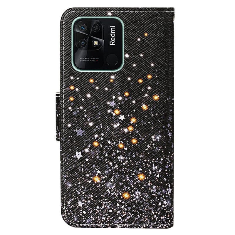 Flip Case Xiaomi Redmi 10C Suojaketju Kuori Sequin Effect Strappy