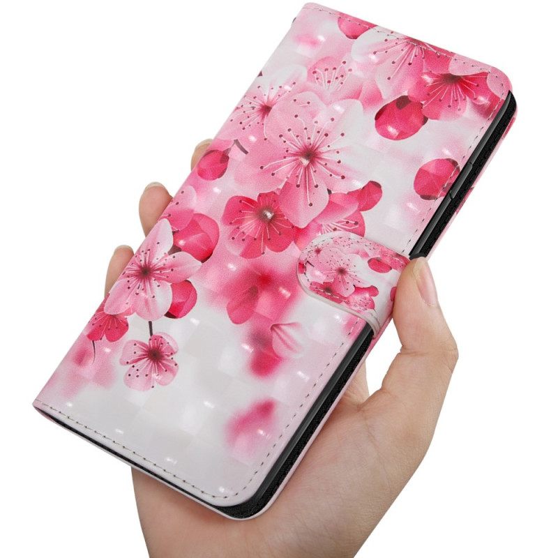 Flip Case Xiaomi Redmi 10C Suojaketju Kuori Strap Flowers