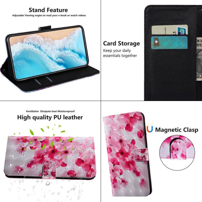 Flip Case Xiaomi Redmi 10C Suojaketju Kuori Strap Flowers