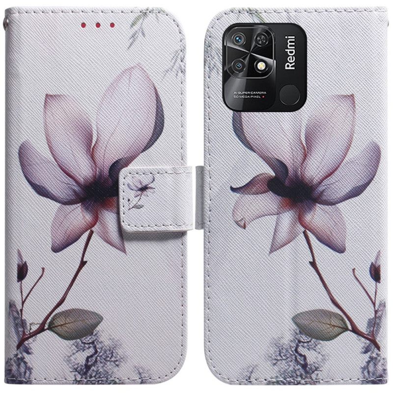 Flip Case Xiaomi Redmi 10C Vaaleanpunainen Kukka