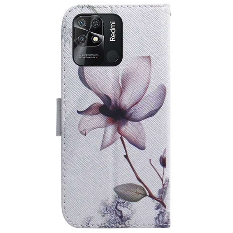 Flip Case Xiaomi Redmi 10C Vaaleanpunainen Kukka