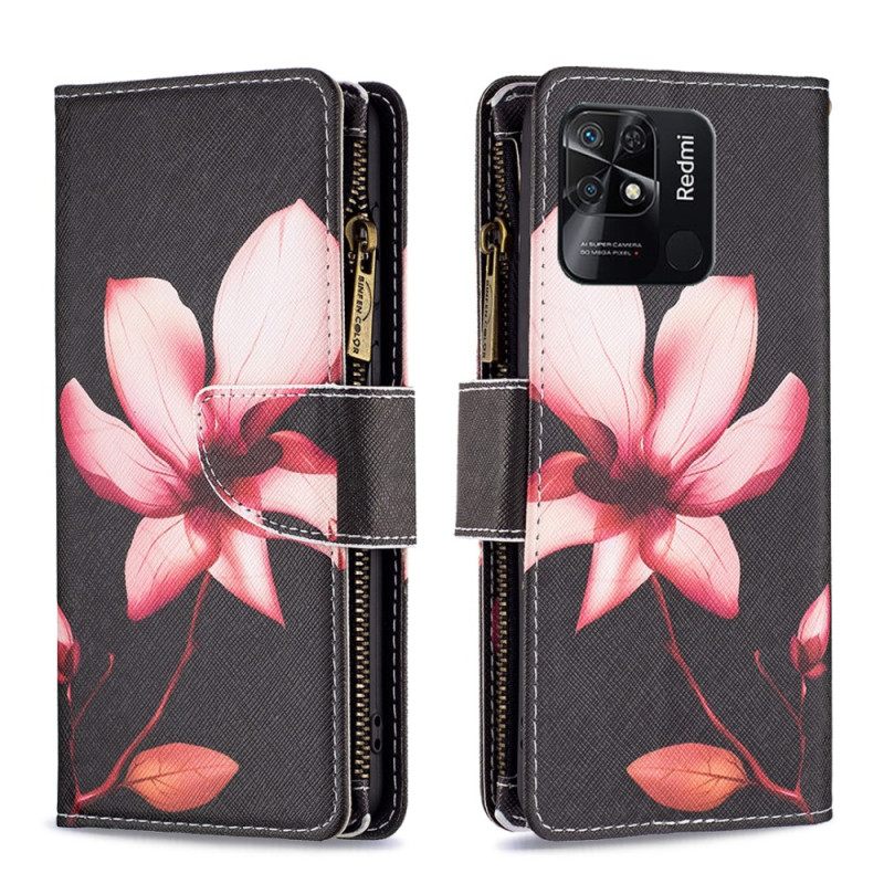 Kotelot Xiaomi Redmi 10C Flower Vetoketjullinen Tasku