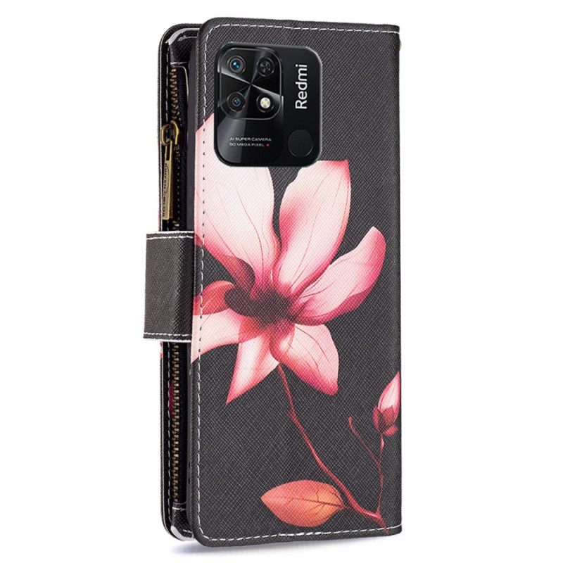 Kotelot Xiaomi Redmi 10C Flower Vetoketjullinen Tasku