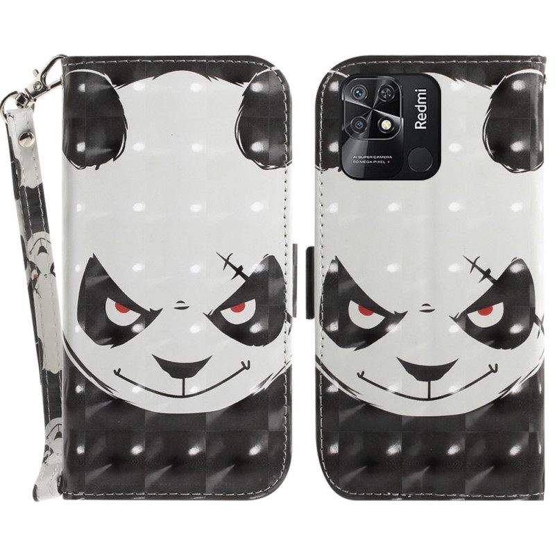 Kotelot Xiaomi Redmi 10C Suojaketju Kuori Angry Panda Lanyardissa