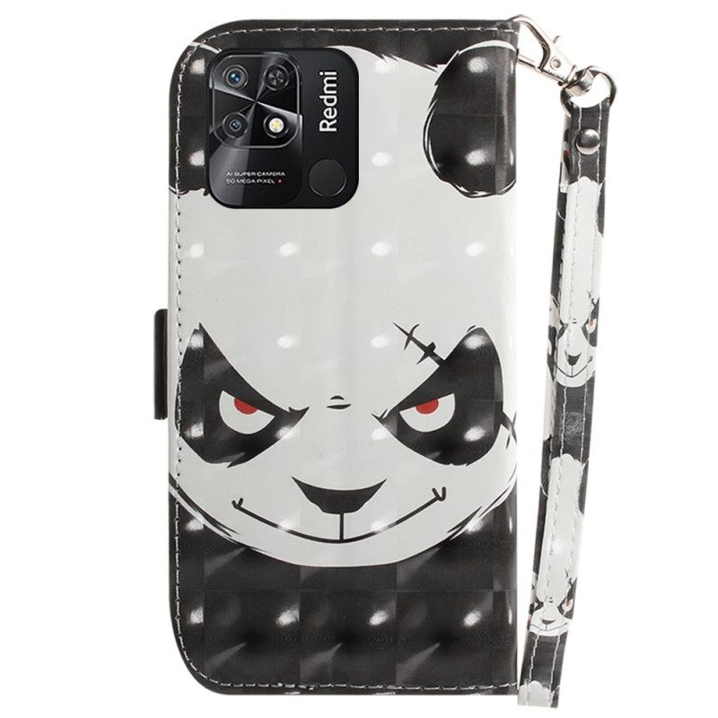 Kotelot Xiaomi Redmi 10C Suojaketju Kuori Angry Panda Lanyardissa