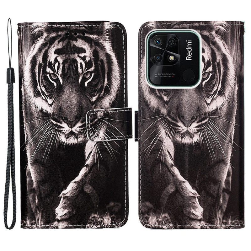 Kotelot Xiaomi Redmi 10C Suojaketju Kuori Fabulous Tiger In Strap