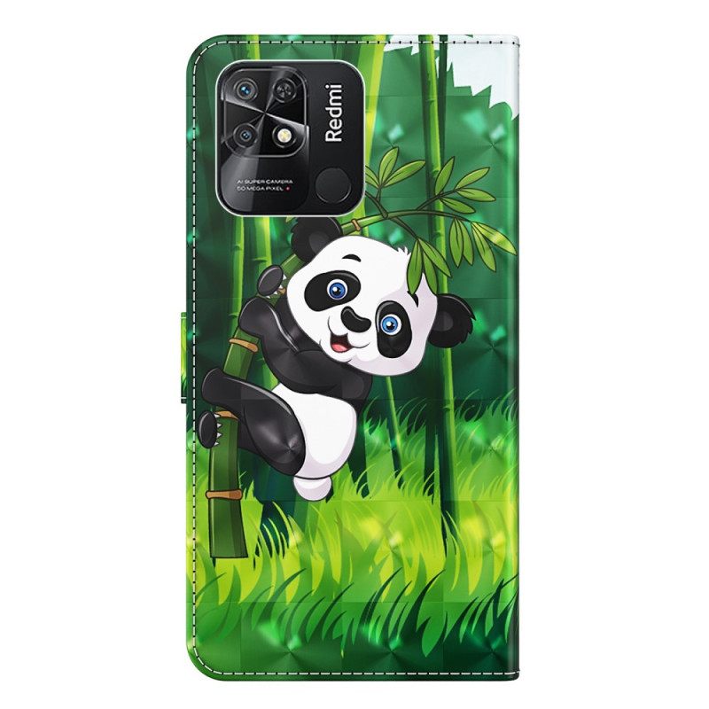 Kotelot Xiaomi Redmi 10C Suojaketju Kuori Panda Bamboo Kaulanauhalla