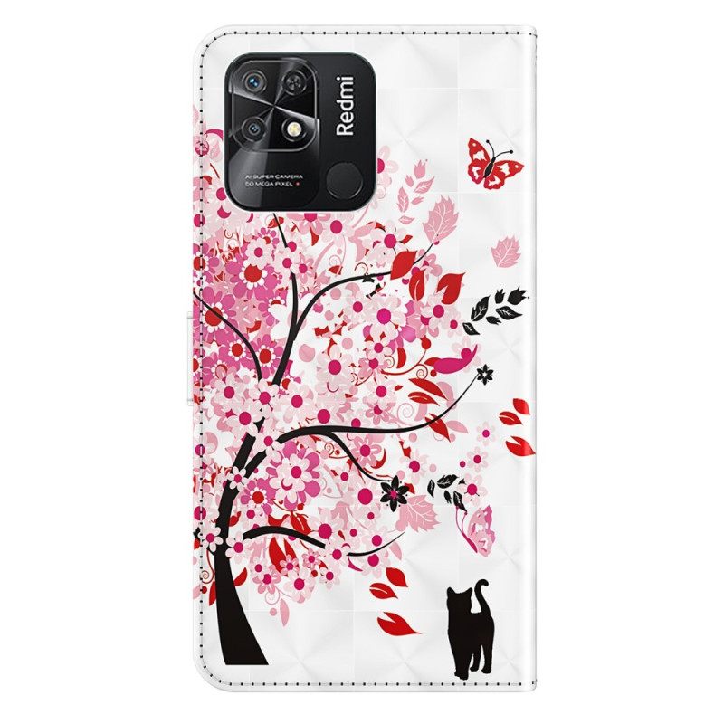 Kotelot Xiaomi Redmi 10C Suojaketju Kuori Pink Strappy Tree