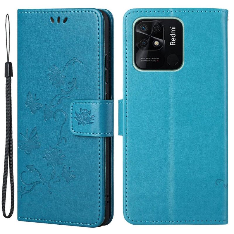 Kotelot Xiaomi Redmi 10C Suojaketju Kuori Strap Flowers