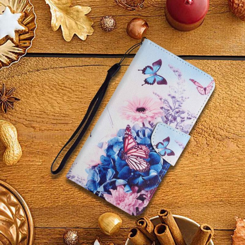 Kotelot Xiaomi Redmi 10C Suojaketju Kuori Strappy Floral Fantasy