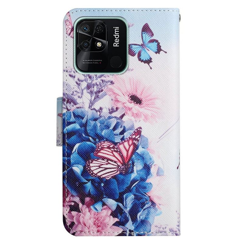 Kotelot Xiaomi Redmi 10C Suojaketju Kuori Strappy Floral Fantasy