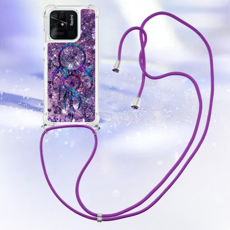 Kuori Xiaomi Redmi 10C Kiristysnyörillä Dreamcatcher Glitter Kiristysnauha