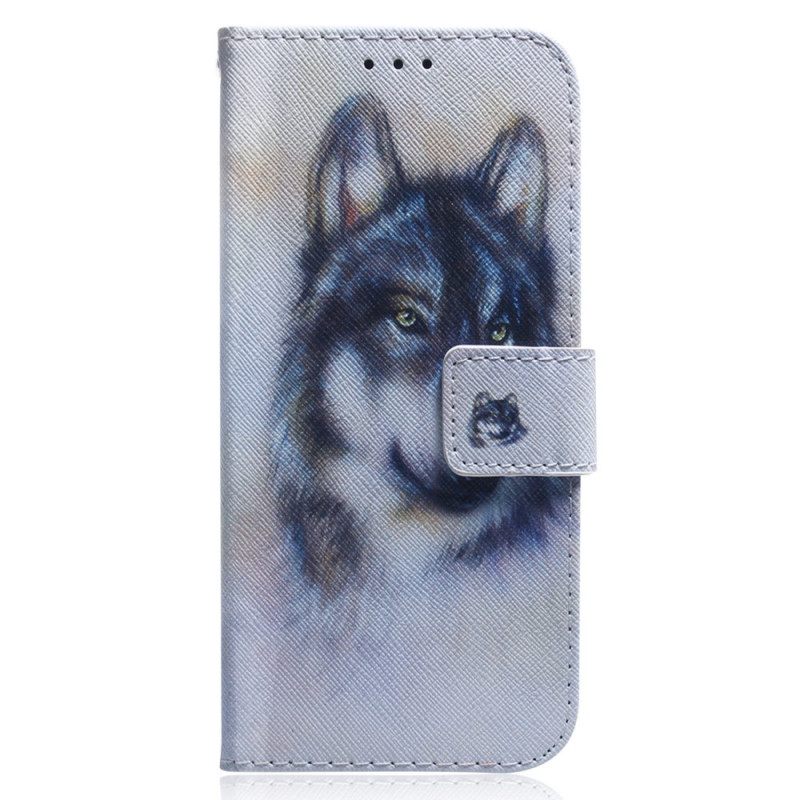 Nahkakotelo Xiaomi Redmi 10C Wolf Watercolour