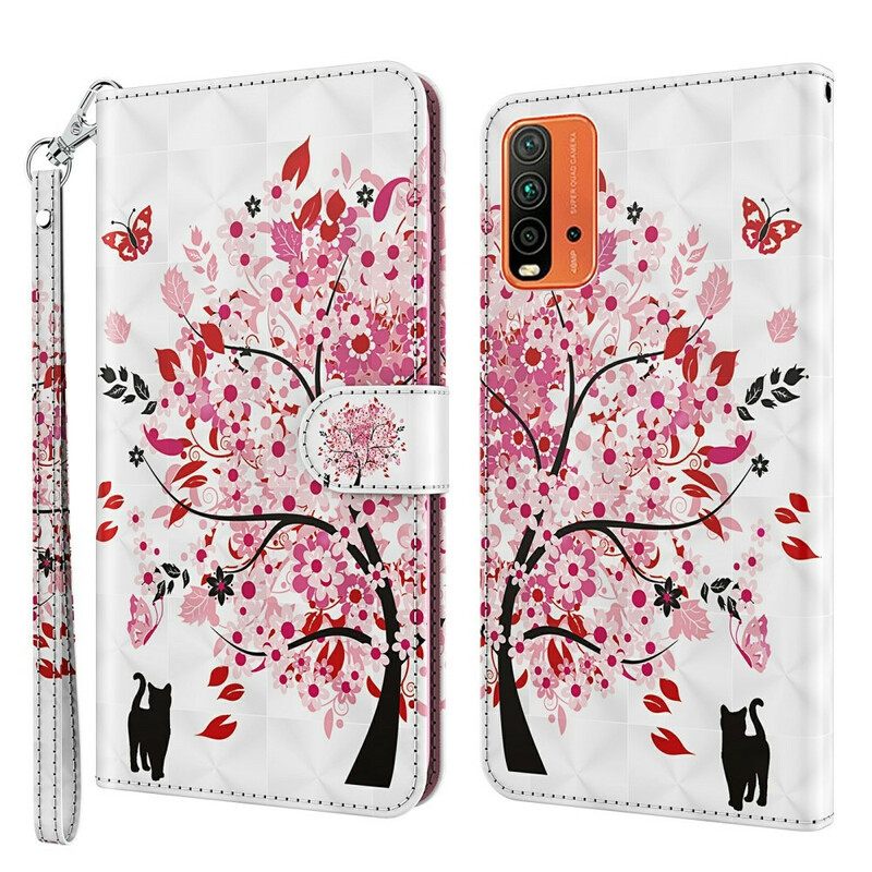 Flip Case Xiaomi Redmi 9T Vaaleanpunainen Puu