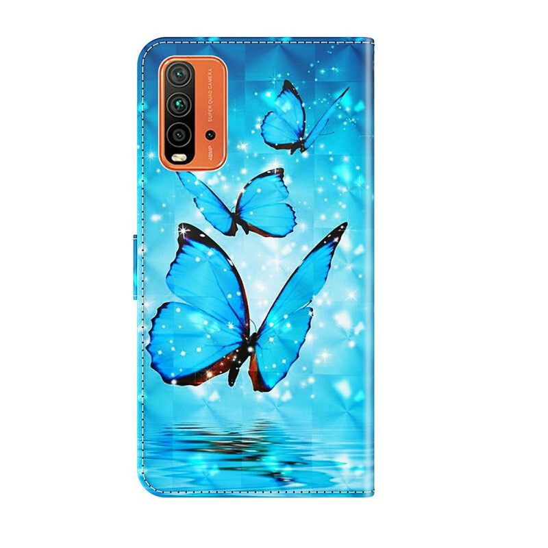 Kotelot Xiaomi Redmi 9T Flying Blue Butterflies