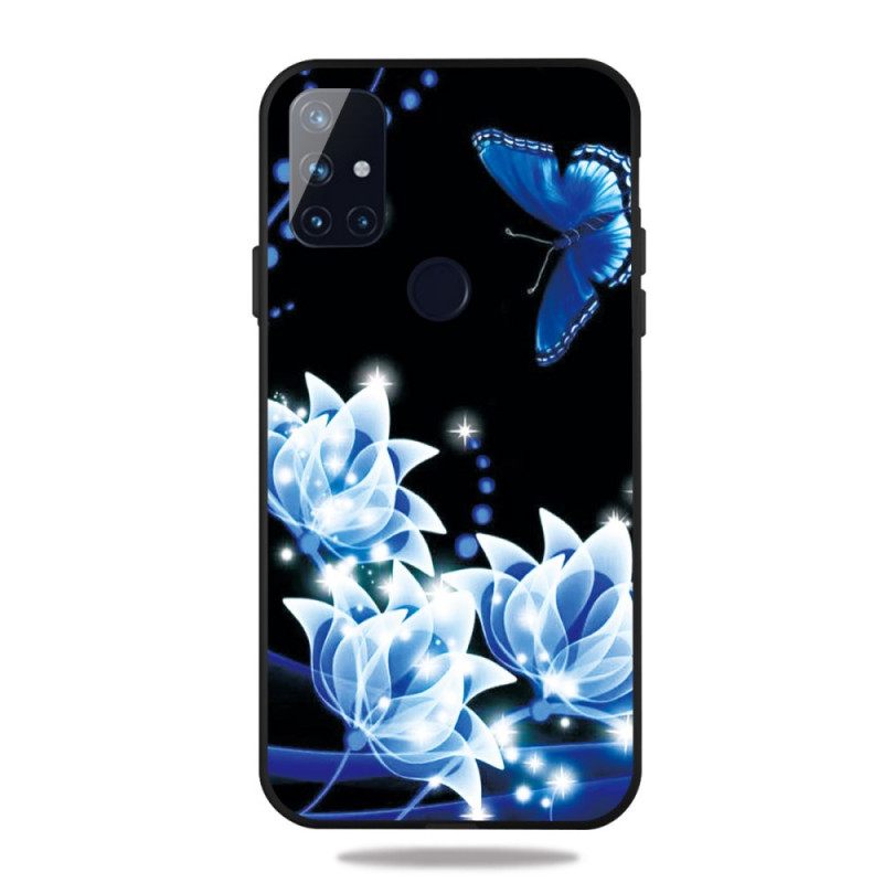 Kuori OnePlus Nord N10 Butterfly Ja Blue Flowers