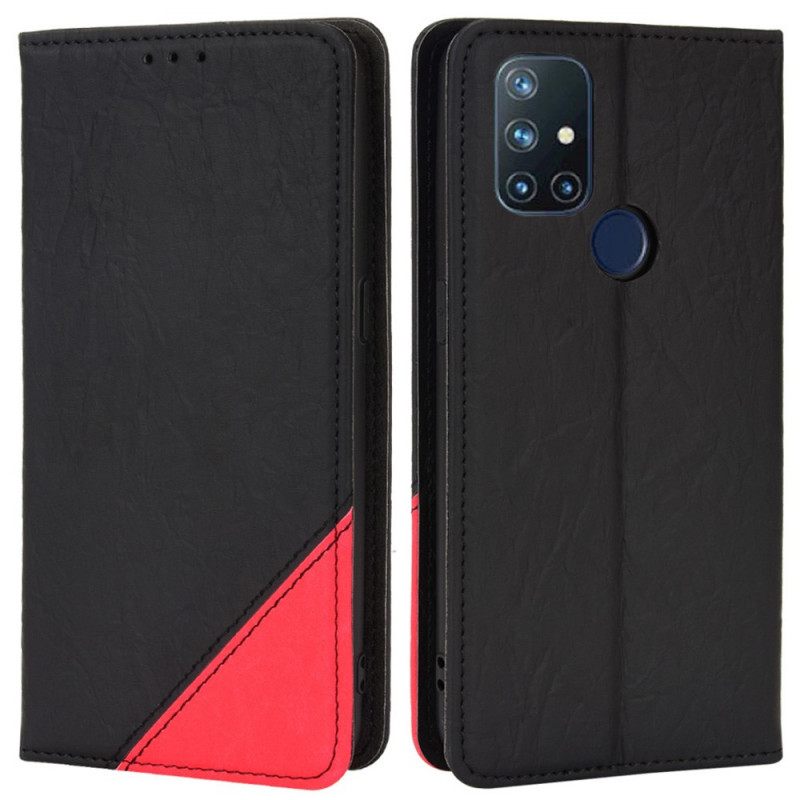 Puhelinkuoret OnePlus Nord N10 Kotelot Flip Faux Leather Bicolor Oblique