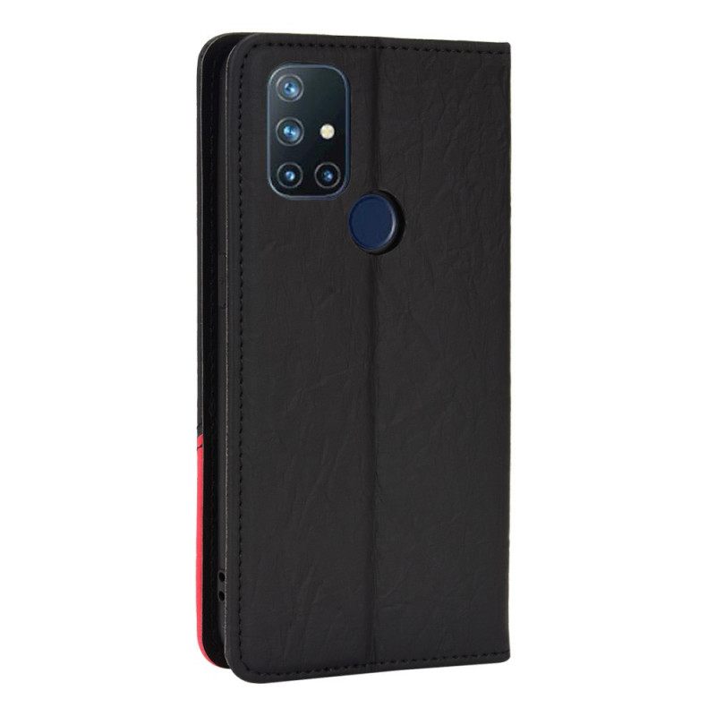 Puhelinkuoret OnePlus Nord N10 Kotelot Flip Faux Leather Bicolor Oblique