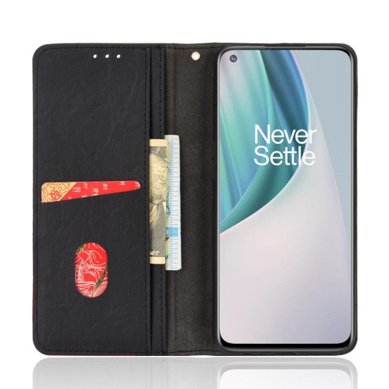 Puhelinkuoret OnePlus Nord N10 Kotelot Flip Faux Leather Bicolor Oblique