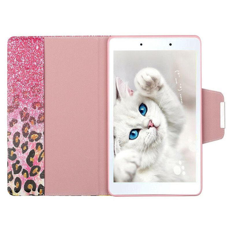 Nahkakotelo Samsung Galaxy Tab A 8" (2019) Shiny Cheetah Pattern