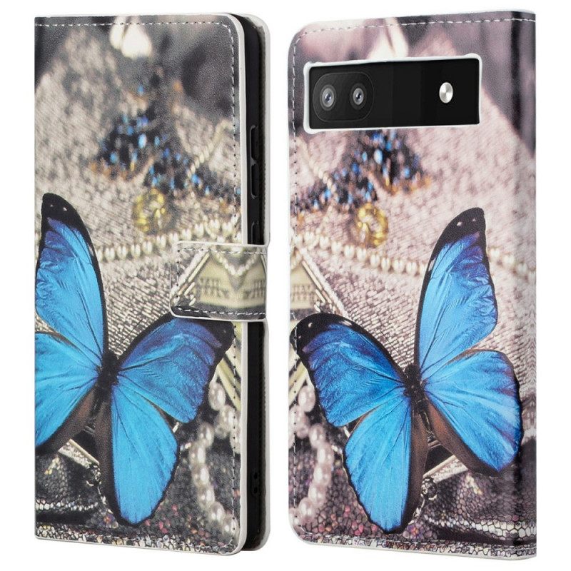 Kotelot Google Pixel 6A Blue Butterfly