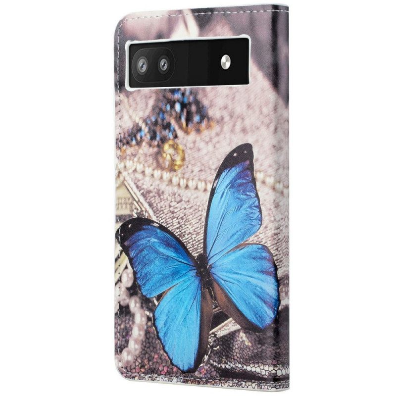 Kotelot Google Pixel 6A Blue Butterfly