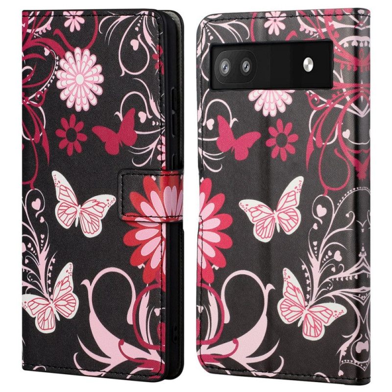 Kotelot Google Pixel 6A Butterflies Perhoset