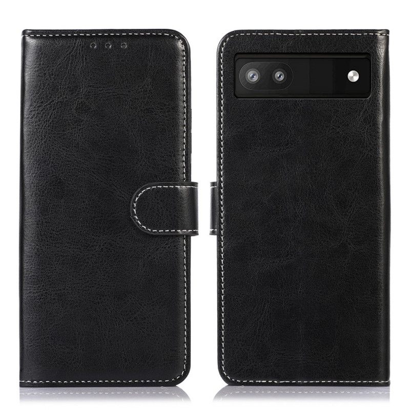 Kotelot Google Pixel 6A Faux Leather Paljaat Saumat