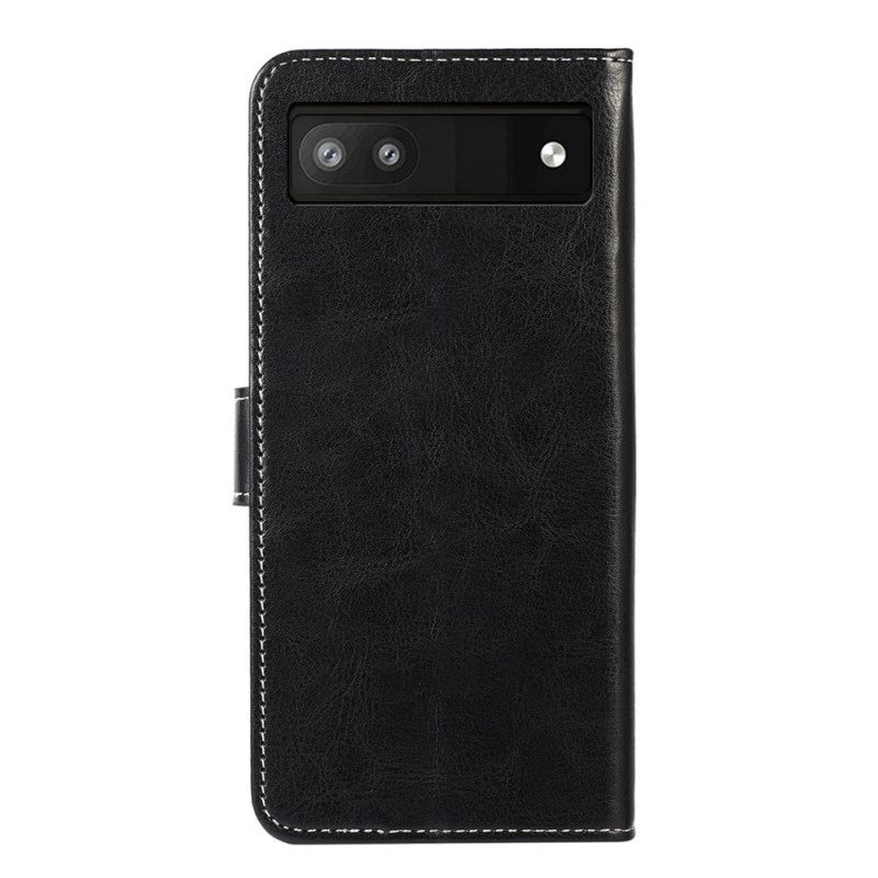 Kotelot Google Pixel 6A Faux Leather Paljaat Saumat