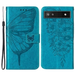 Kotelot Google Pixel 6A Suojaketju Kuori Artistic Butterfly Kaulanauhalla