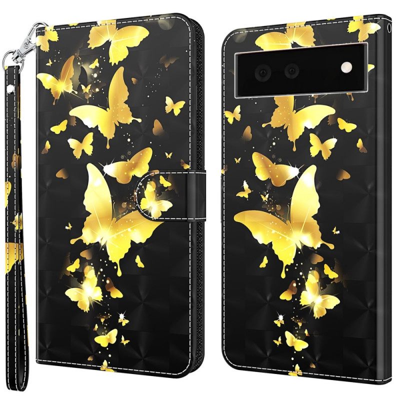 Kotelot Google Pixel 6A Suojaketju Kuori Flight Of Butterflies In Lanyard