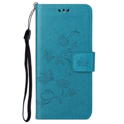 Kotelot Google Pixel 6A Suojaketju Kuori Flowers And Butterflies In Lanyard