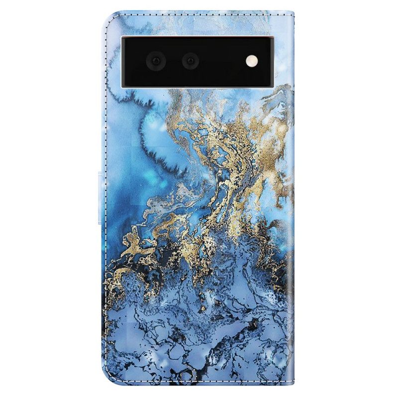 Kotelot Google Pixel 6A Suojaketju Kuori Marble Effect Strappy