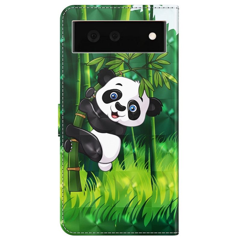 Kotelot Google Pixel 6A Suojaketju Kuori Panda Kaulanauhalla