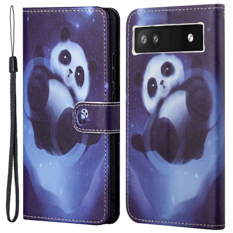 Kotelot Google Pixel 6A Suojaketju Kuori Panda Space Strap