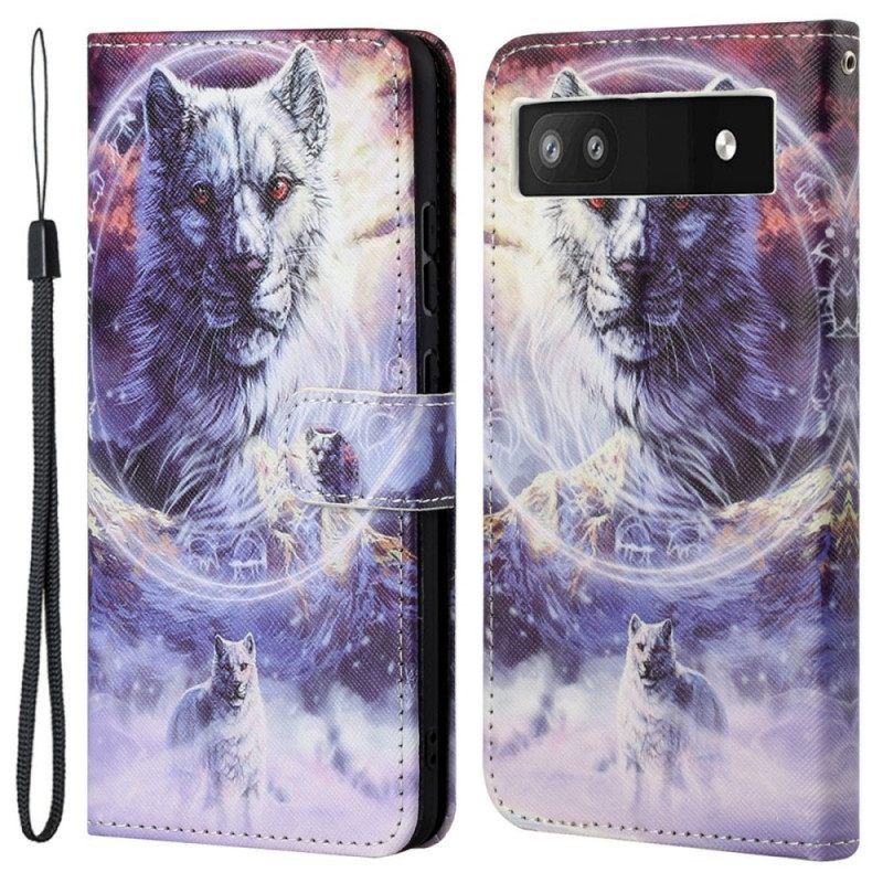 Kotelot Google Pixel 6A Suojaketju Kuori Wolves Hihnassa