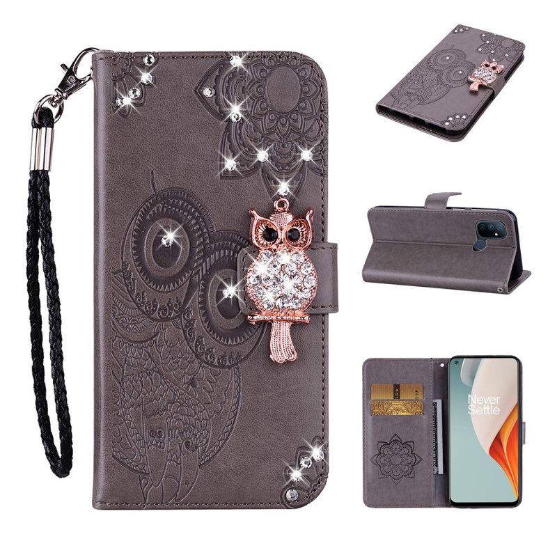 Flip Case OnePlus Nord N100 Pöllömandala Ja Charm