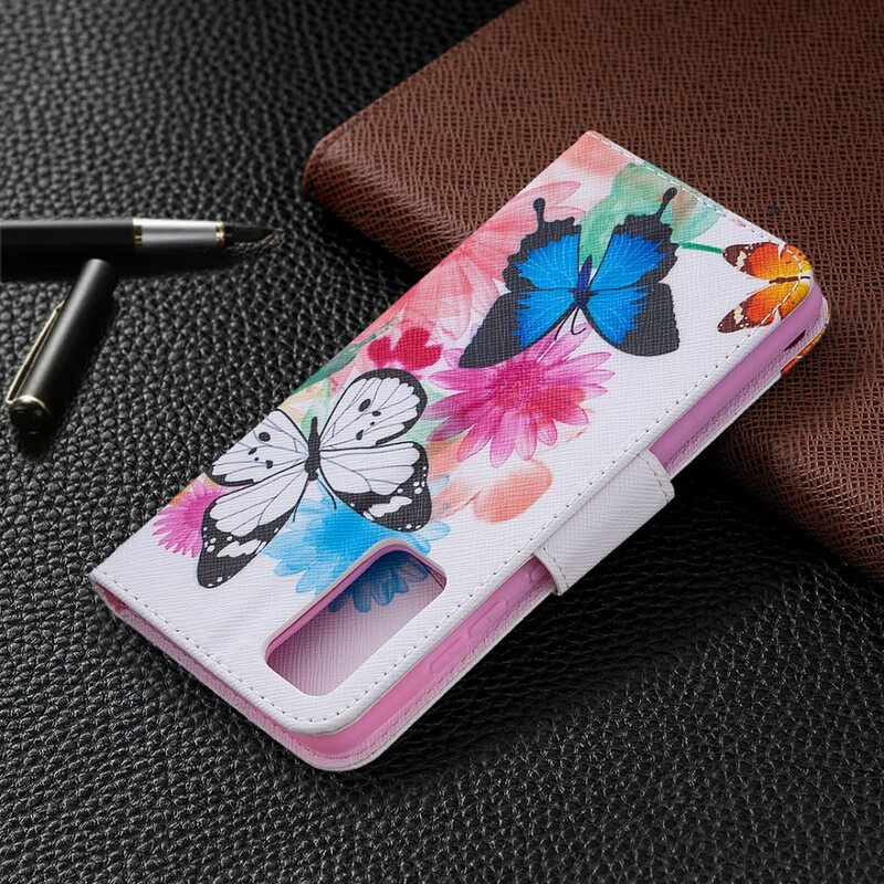 Flip Case Samsung Galaxy S20 FE Maalatut Perhoset Ja Kukat