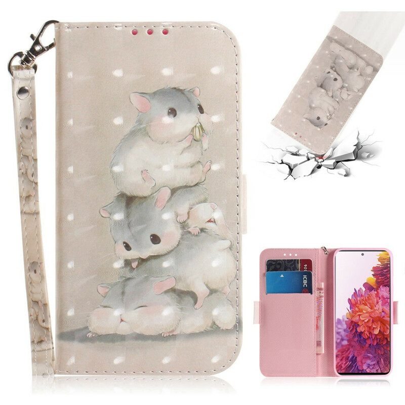 Flip Case Samsung Galaxy S20 FE Suojaketju Kuori Hamsterit Lanyardissa