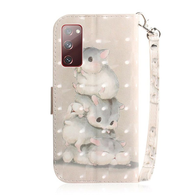 Flip Case Samsung Galaxy S20 FE Suojaketju Kuori Hamsterit Lanyardissa