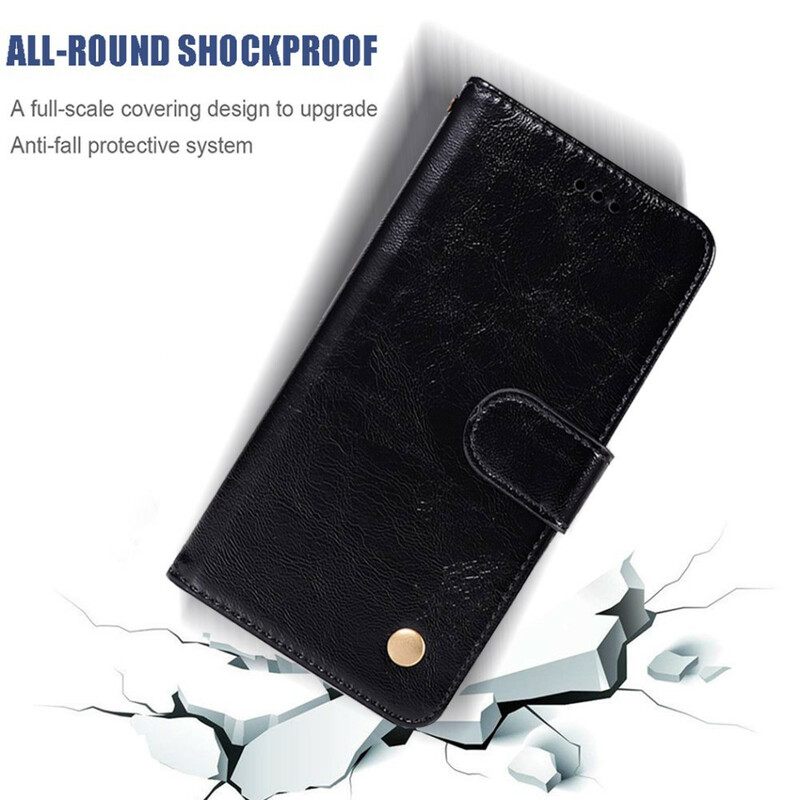 Flip Case Samsung Galaxy S20 FE Suojaketju Kuori Vintage Leather Effect Strappy