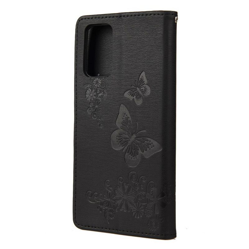 Flip Case Samsung Galaxy S20 FE Vain Perhosia Kaulanauhalla