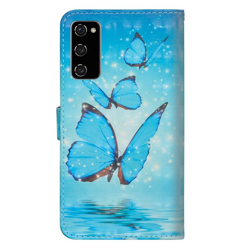 Kotelot Samsung Galaxy S20 FE Flying Blue Butterflies