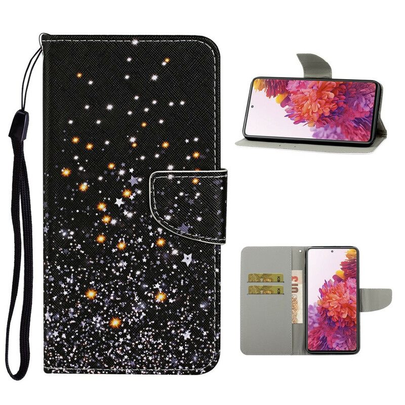 Kotelot Samsung Galaxy S20 FE Stars And Sequins With Lanyard